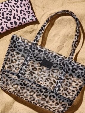 Leopard Print Transparent Small Tote Bag - Black/Brown